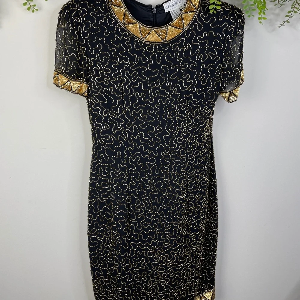 Saks Fifth Ave vintage beaded dress - 8 - Picture 4 of 14